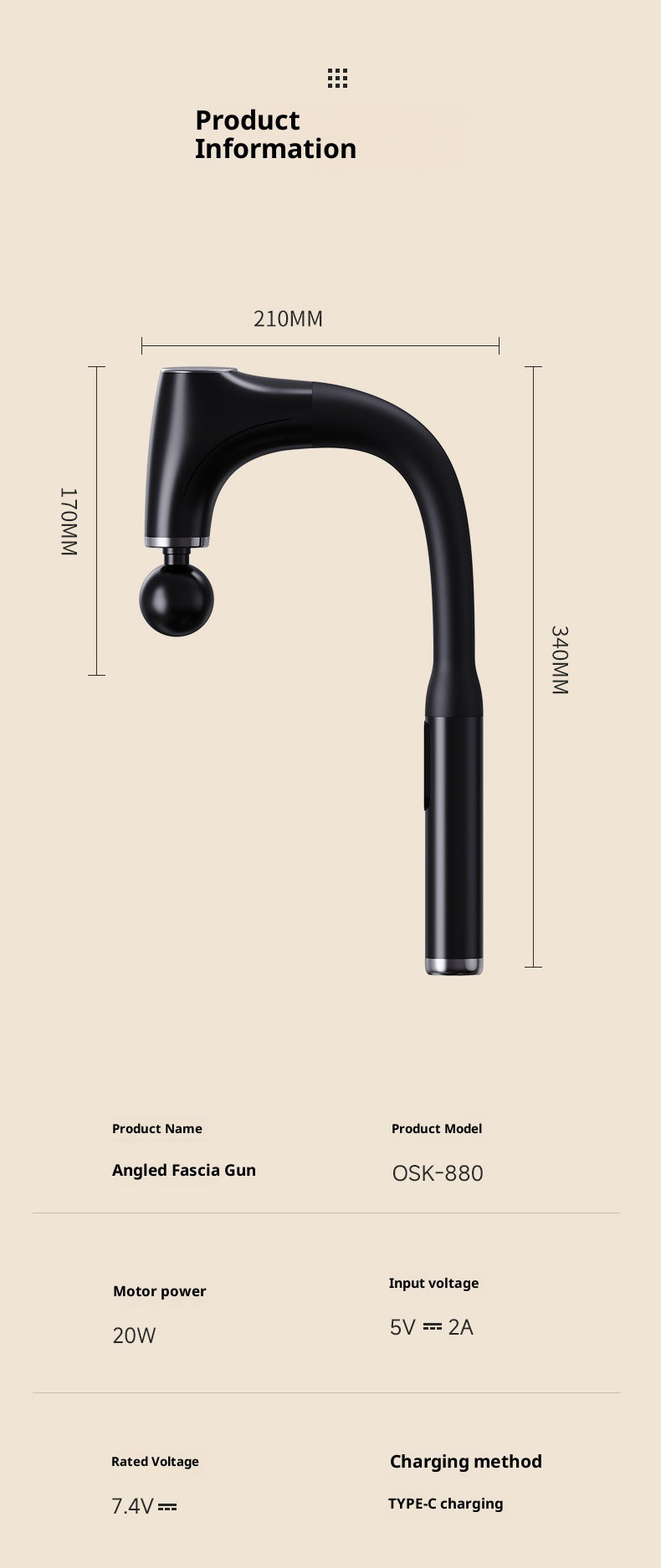 Ergonomic Angled Deep Tissue Massage Gun | 1500mAh & 6 Heads